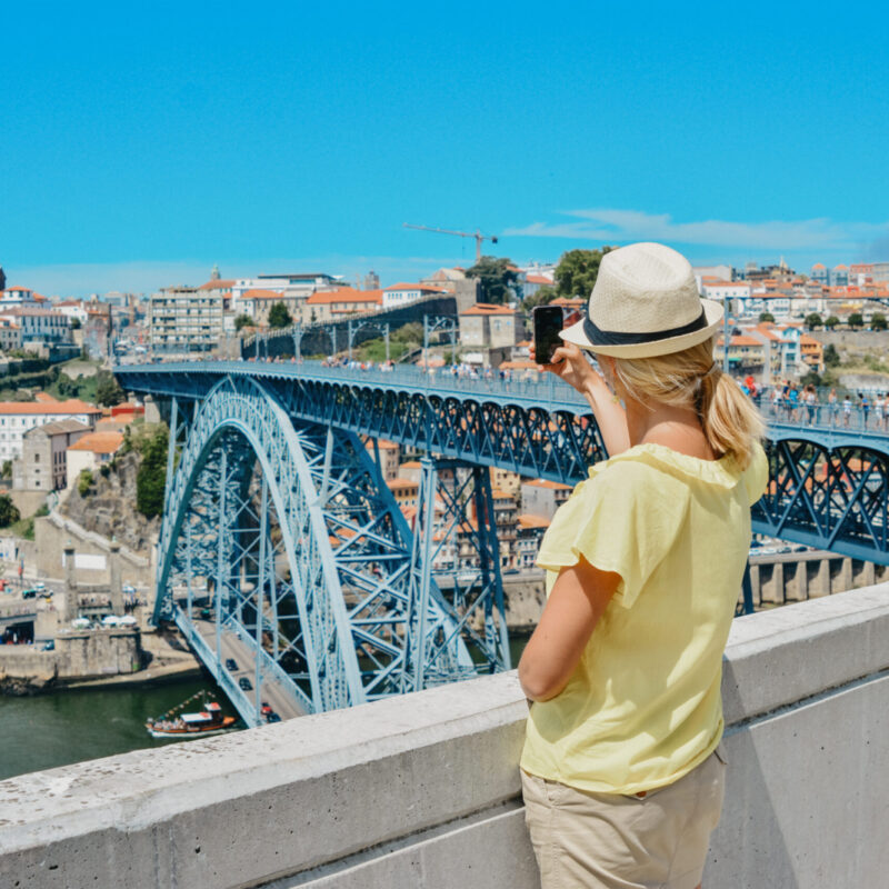 Crucero por el Duero en Oporto, fotografia desde la altura puente