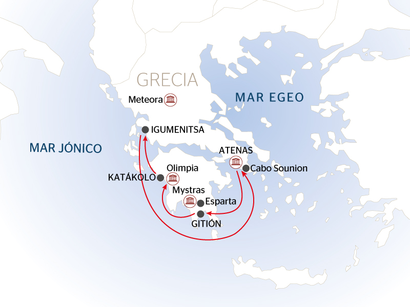 Mapa crucero maritimo Grecia